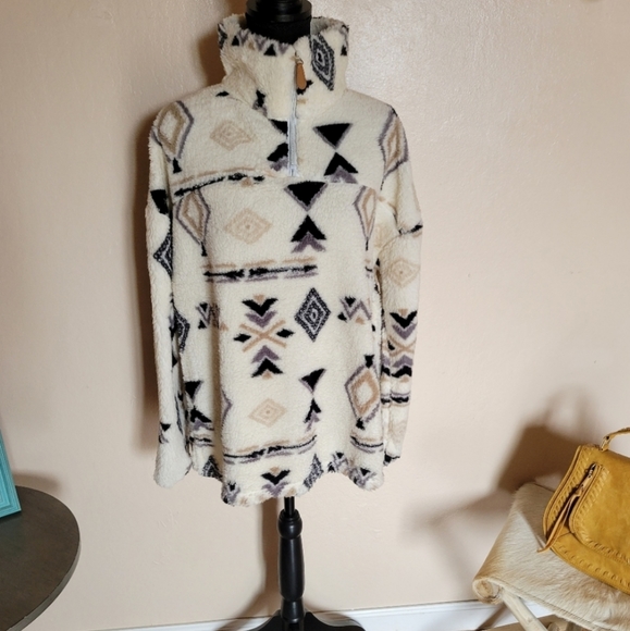 LAST 1 CAMPER Soft Tribal Quarter Zip Pullover - Picture 12 of 15